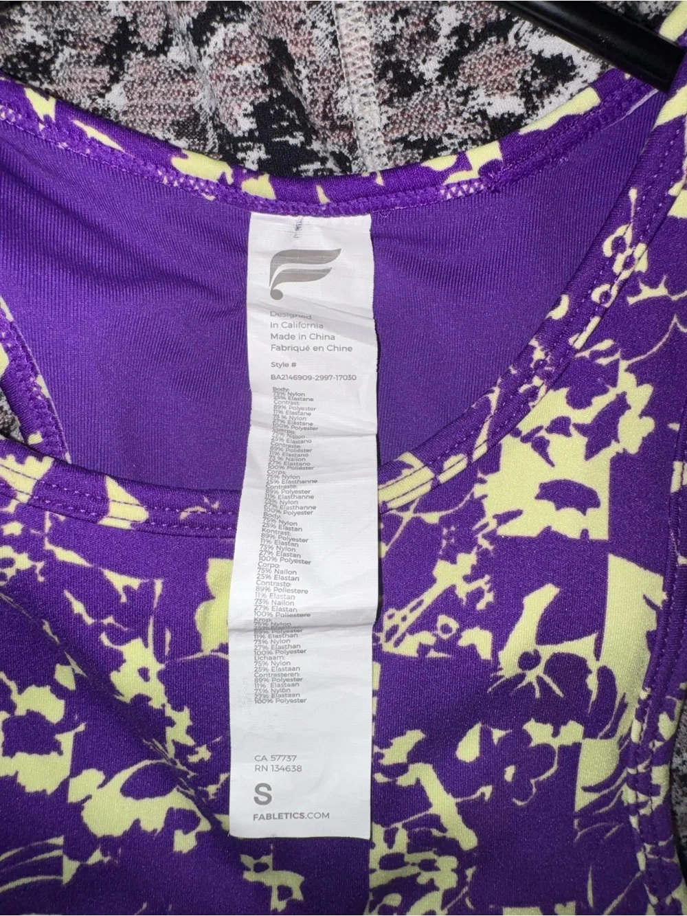 Purple Printed Fabletics Sports Bra Activewear